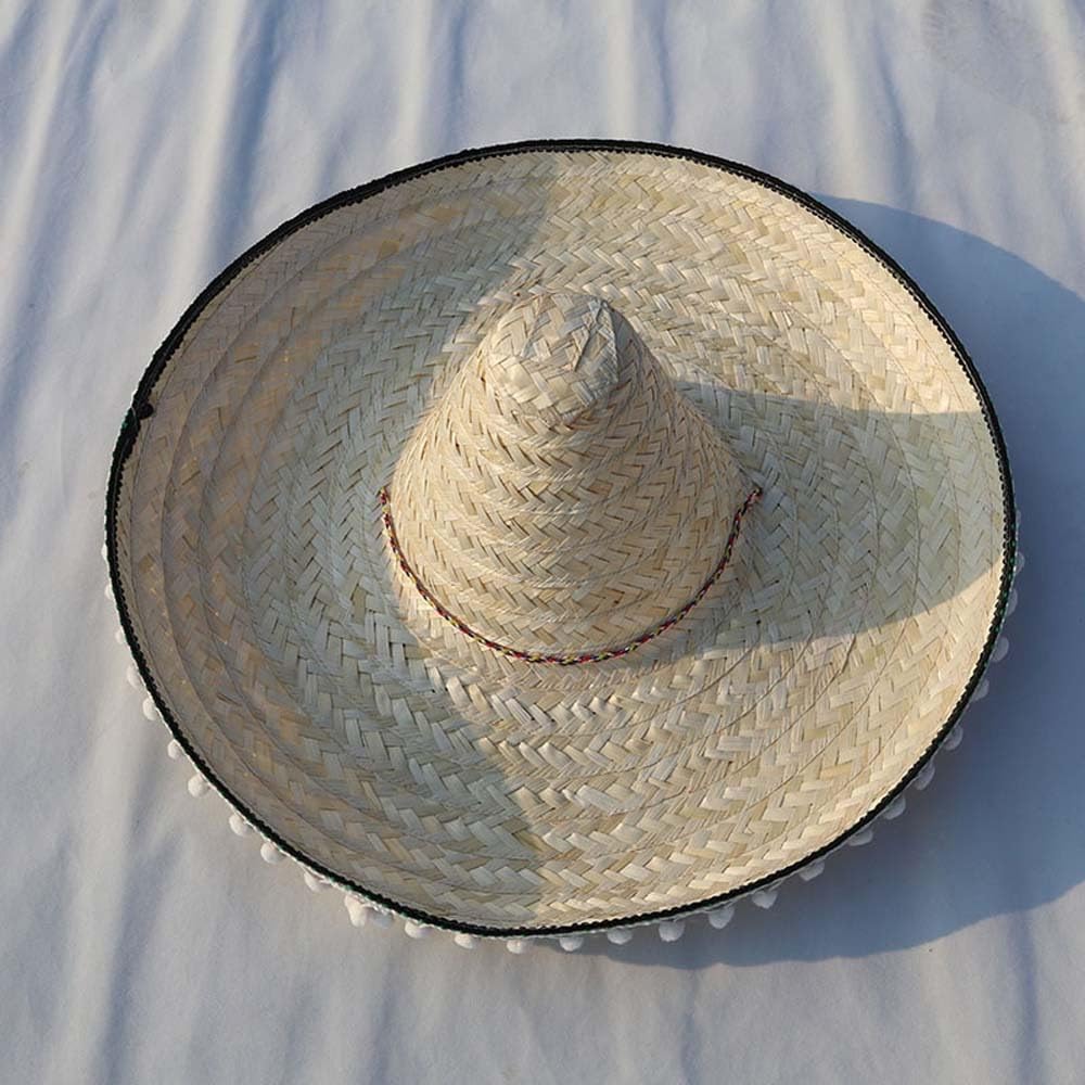 Sombreros de paja coloridos de ala ancha para fiesta mexicana de verano, preformance para el carnaval, sombreros de paja de verano naturales