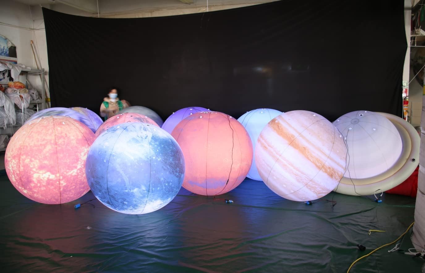 Juego inflable del sistema solar de planetas espaciales, 8 planetas + Plutón + sol y luna, 11 piezas, astronomía para educación, galaxia, espacio, decoración de fiesta temática