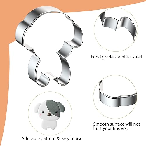 Miniatura 5 de Juego de 9 cortadores de galletas para perros, varios moldes de metal con forma de perro, hueso, pata de perro, corgi, labrador, rottweiler, moldes