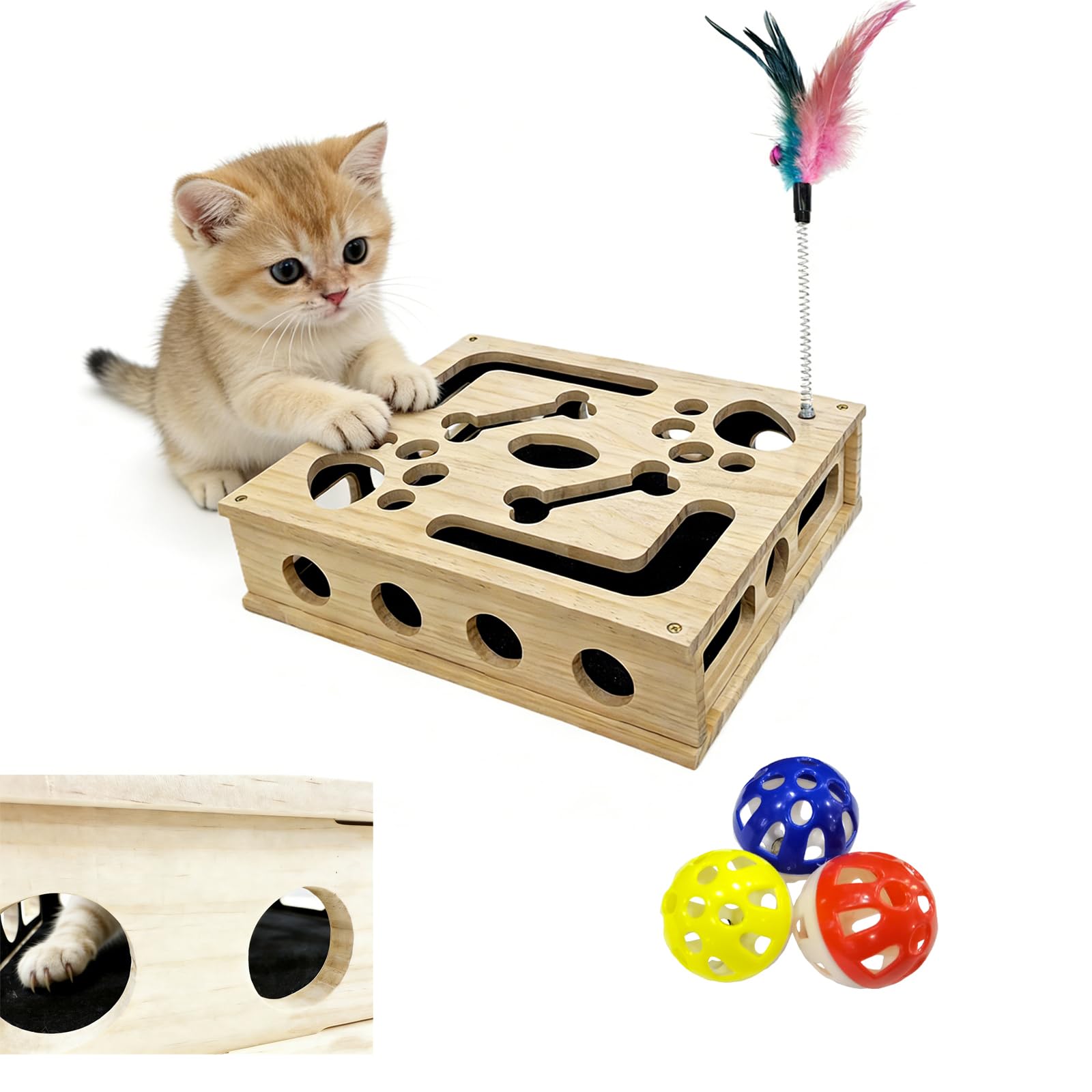 Lima per unghie per gatti, per arricchire i graffi, puzzle giocattolo con carta vetrata e sfera a campana, lima per unghie antistress per gatti