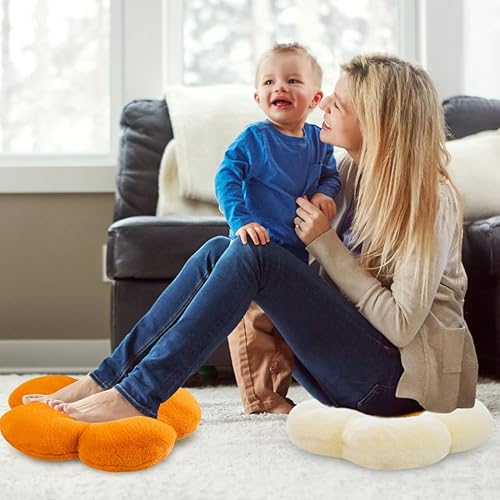 Miniatura 5 de Almohadas en forma de flor de 19.7 pulgadas, lindas almohadas de felpa de margaritas, cojín sedentario para ocio y cómodo cojín de glúteos para
