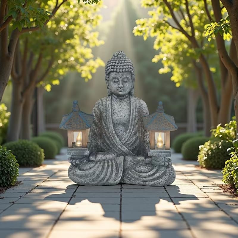 Buddha Statue for Home and Outdoor Decor Solar Powered Flickering LED,Garden Light,Courtyard Zen Meditation Spiritual Room Decor- Buddha Decor Outdoor-Ideas Gifts for Women, Mom - Image 7