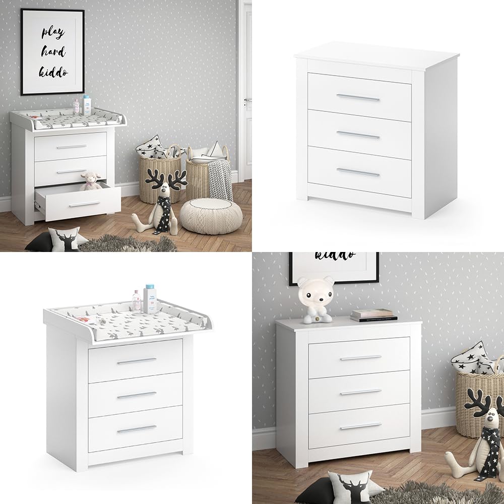 Vicco Fasciatoio Miro, Bianco, 86.6 x 86.5 cm | convertibile in cassettiera grazie al fasciatoio rimovibile