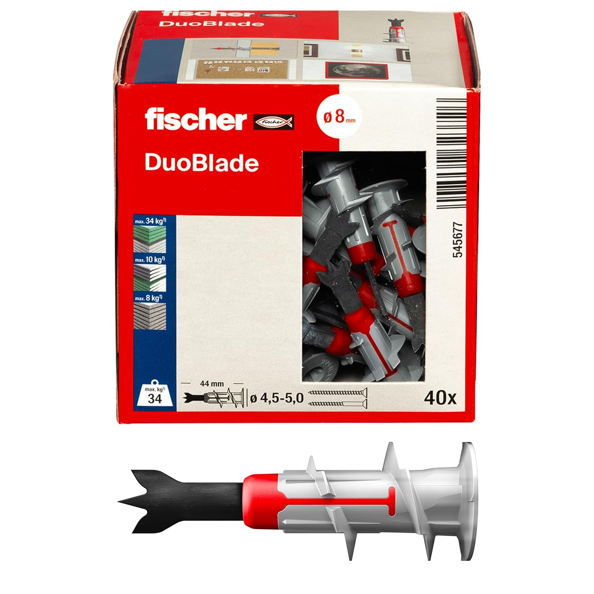 Fischer DuoBlade 40x Tasselli Autoforanti per Cartongesso
