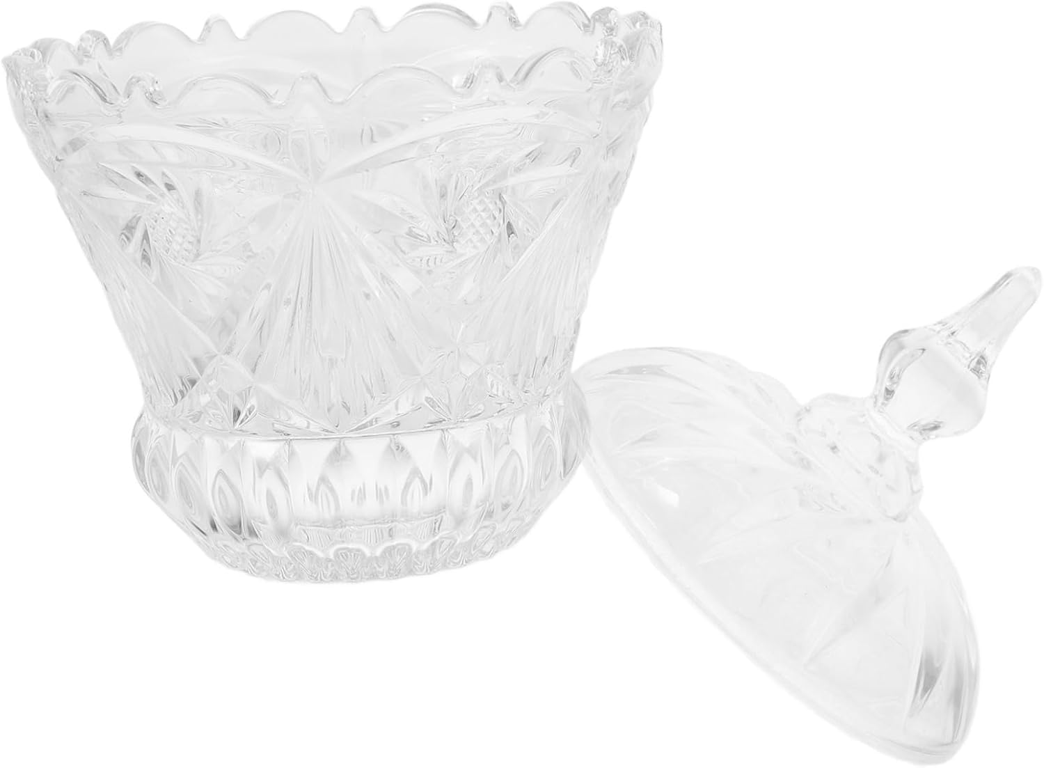 Glass Candy Bowl with Lid Elegant Transparent Storage Jar for Home Decor Kitchen Office and Special Occasions for Sweets Snacks Nuts and Treats Sturdy and Easy to Clean