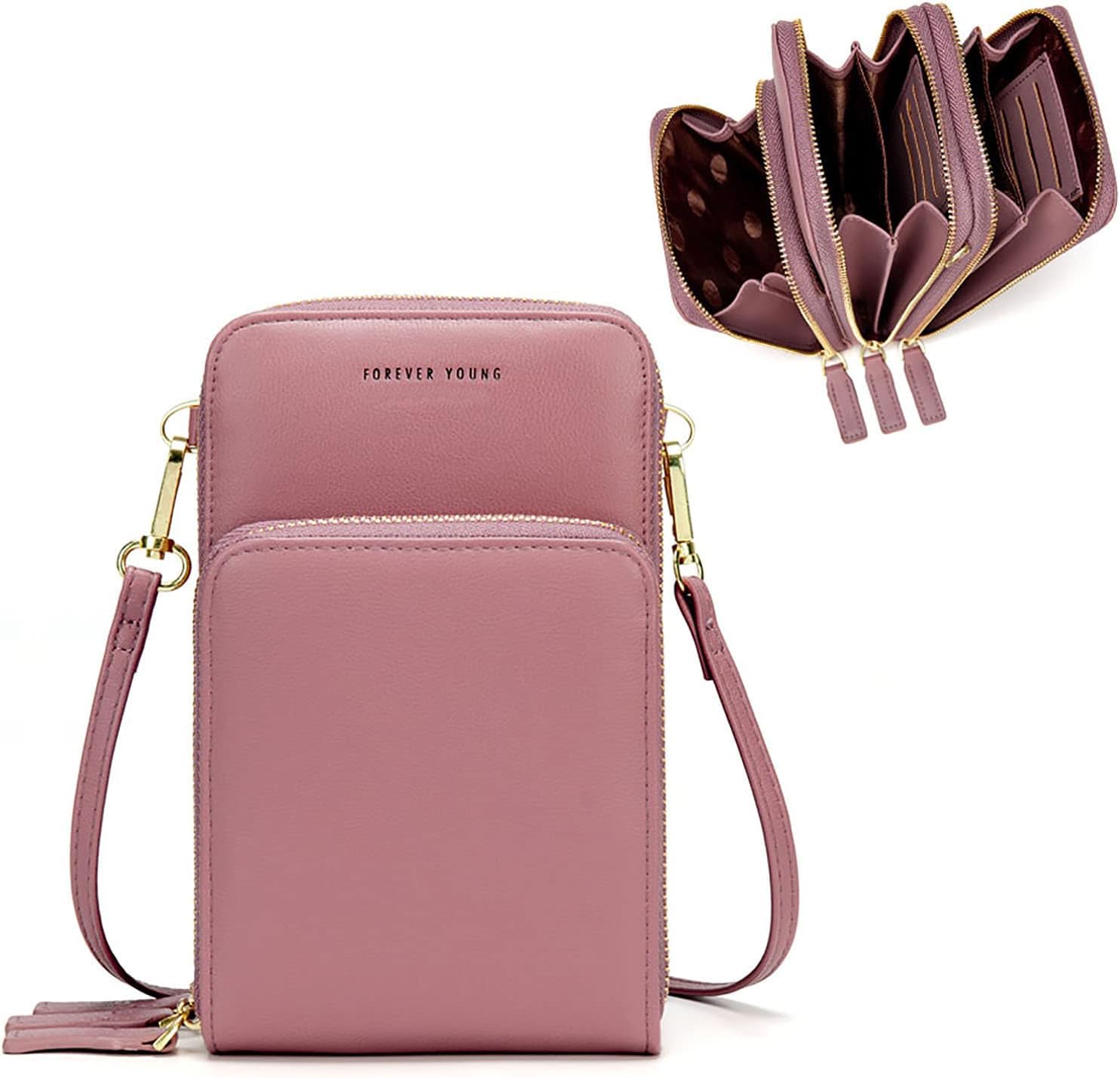Small Crossbody Cell Phone Bag for Women Mini Over Shoulder Handbag Purse with Credit Card Slots