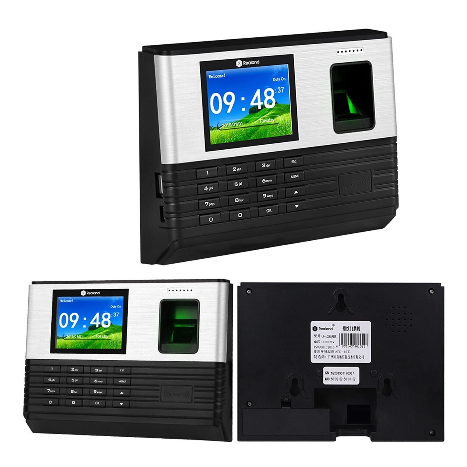 Mthckxjbsuz One Color Clocking In Machine, 2.8Inch Tcp/Ip Wifi Biometric Fingerprint Time Attendance System Machine Employee Office Fingerprint Usb Time Clock