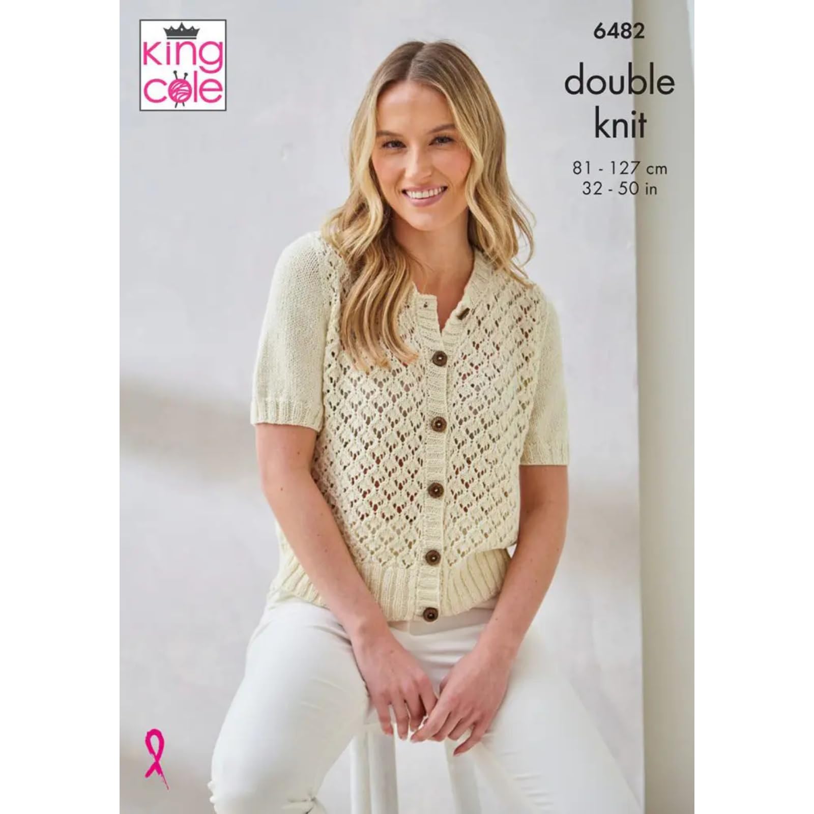 King Cole Ladies Knitting Pattern (6482) in Linendale DK - Cardigan & Sweater Knitted in Linendale DK