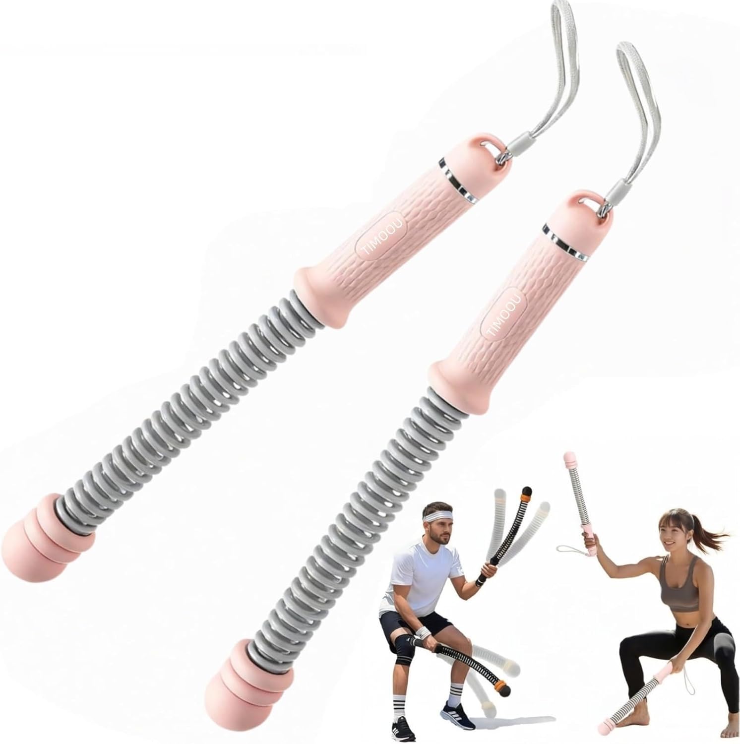 Ropeless Battle Ropes for Home Gym (2-Pack) Cordless Battle Ropes for HIIT Workouts,Muscle Training,Low-Impact Cardio Training,Adjustable Weight Battle Rope for Full-Body (Pink)