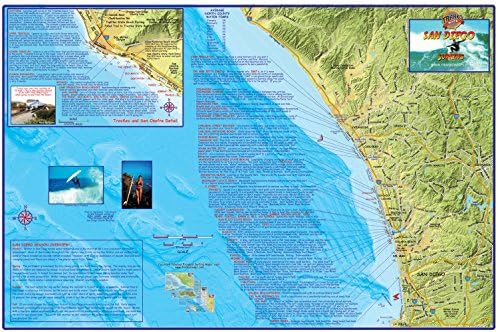 San Diego Surf Map Laminated Surfing Guide Poster by Franko Maps
