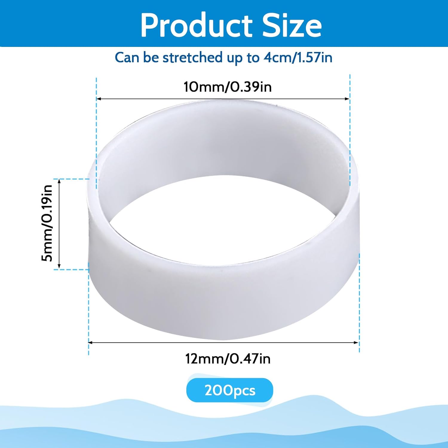 200 Pieces 0.5 Inch Small Elastic Silicone Rubber Bands Clear Strong Rubberbands Heavy Round Siliconebands for Wire Cord Cable Wrapping Bundle, White