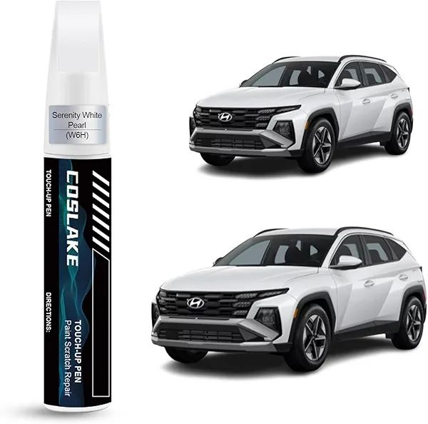 COSLAKE Car Touch Up Paint(Serenity White Pearl(W6H)) for Hyundai, Car Paint Scratch Repair Kit, Quick & Easy Solution to Repair, 2 in 1 Scratch Remover Pen with Color-Matched