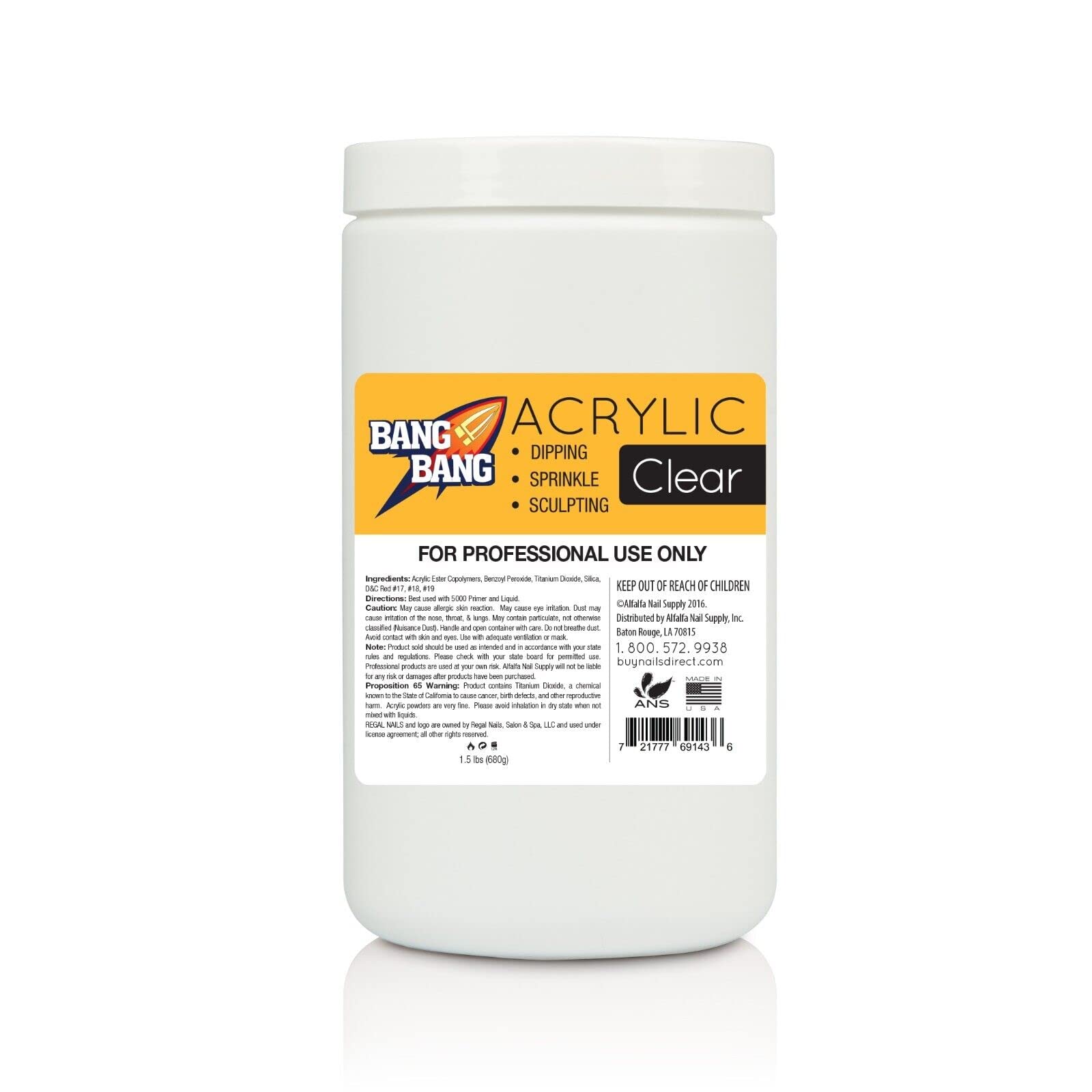 BangBang Acrylic Powder - Clear - 1.5 lbs