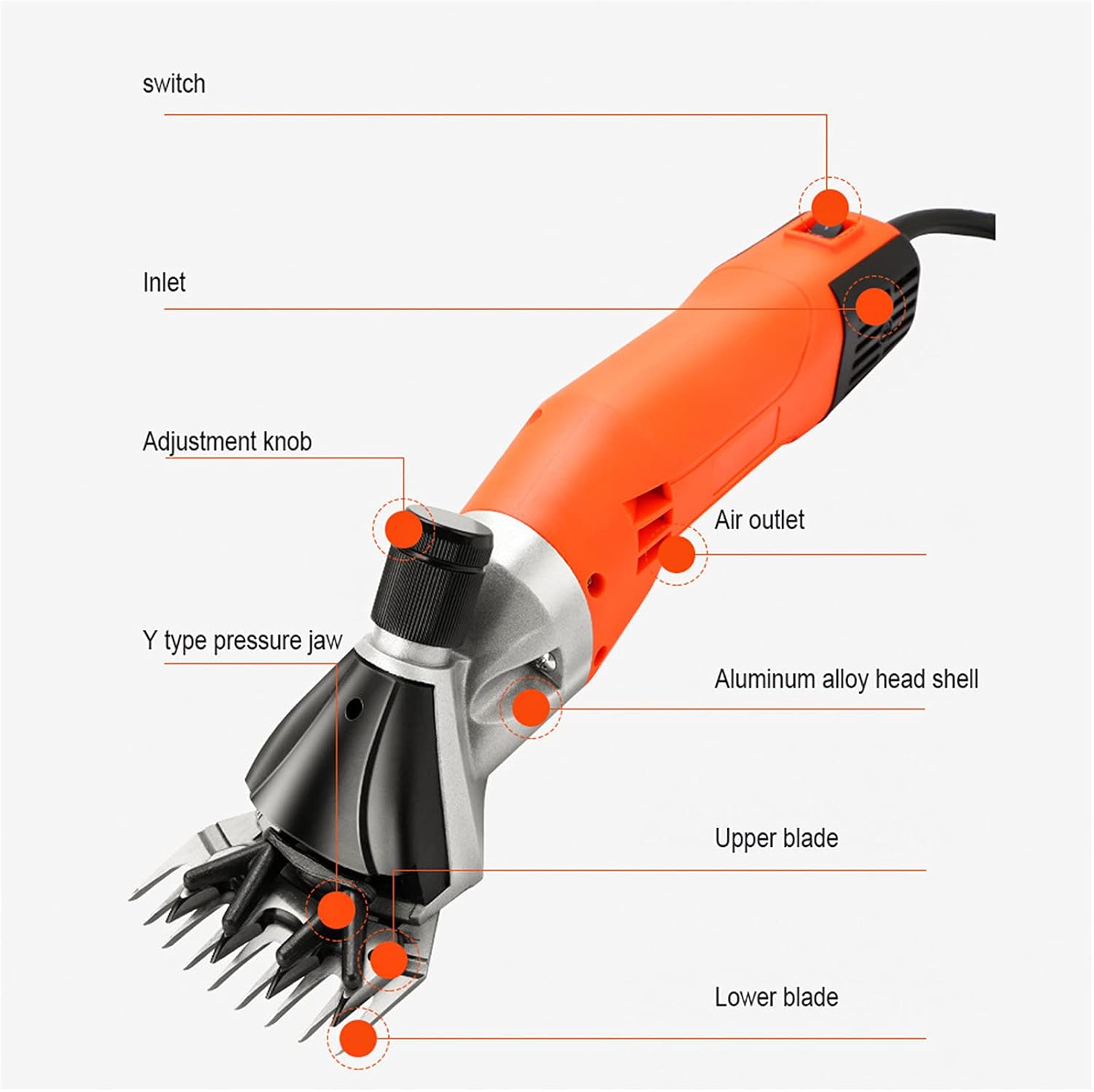 GagalU Professional Sheep Shearing Clippers, Sheep Clipper, Electric Shearing,Portable Adjustable Electric Sheep Clipper Wool Shearing Shears Machine Orange