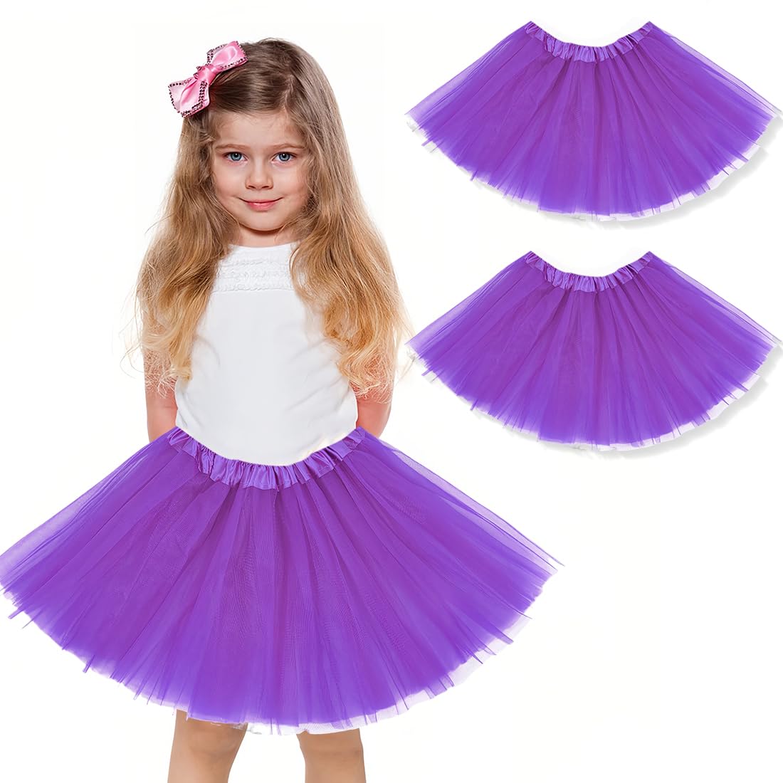 Paquete de 2 faldas de fiesta para niñas, disfraz de tutú, tutú de tul para fiestas de baile, enagua de ballet, verde — view 10