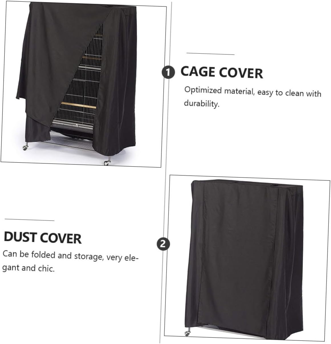 Bird Cage Cover Waterproof Protective Dustproof Black Birdcage Cover with Light-Blocking Fabric for Pet Birdcage Protection and Indoor Use