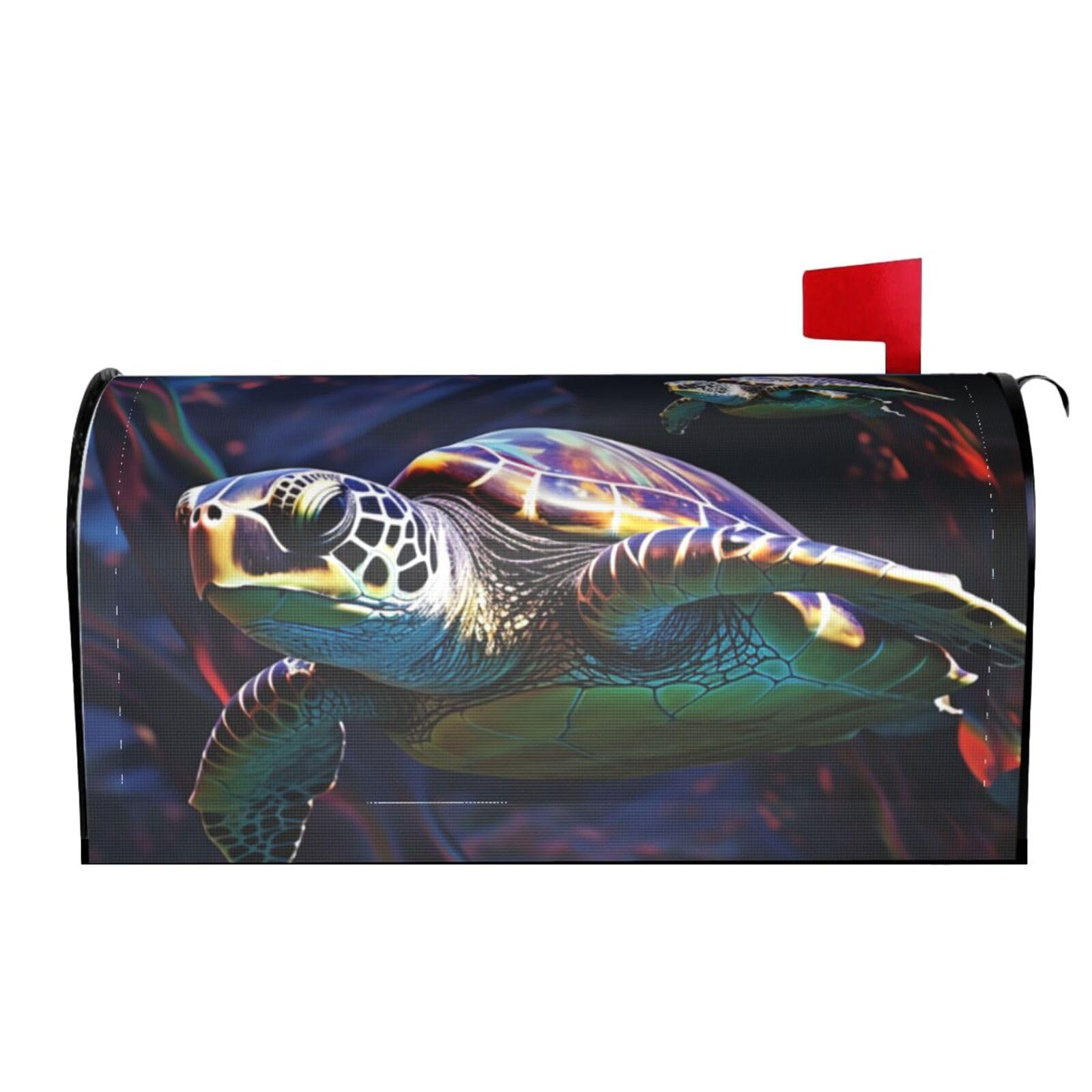 Couverture de boîte aux lettres magnétique tortue de mer bâche décorative extérieure 64,8 cm