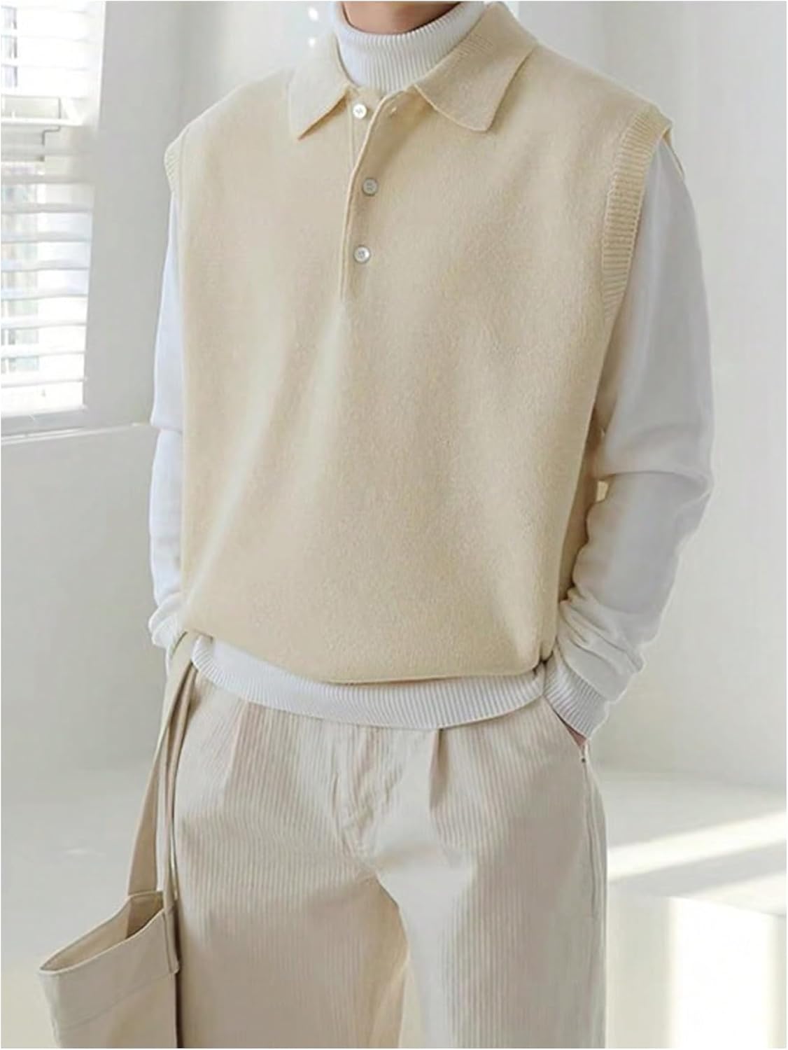 Verdusa Men's Old Money Sweater Vest Cable Knit V Neck Oversized Sleeveless Pullover Top - Image 2