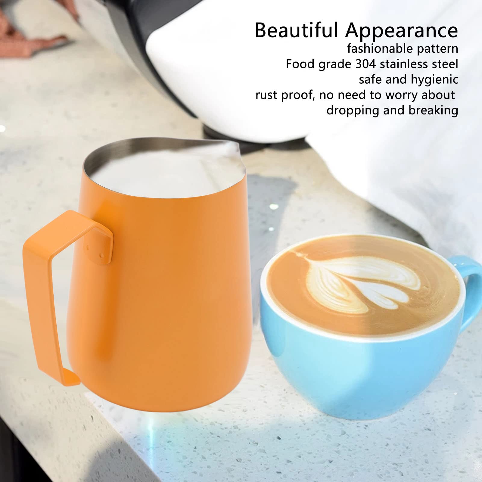Melkopschuimkan, 6.1oz ~ 23.99oz Stomende Kannen Roestvrijstalen Koffiekop Mok Melkopschuimende Kan Koffiekan met Deksel voor Espressomachines Latte Coffee Art Barista Tool(350ml