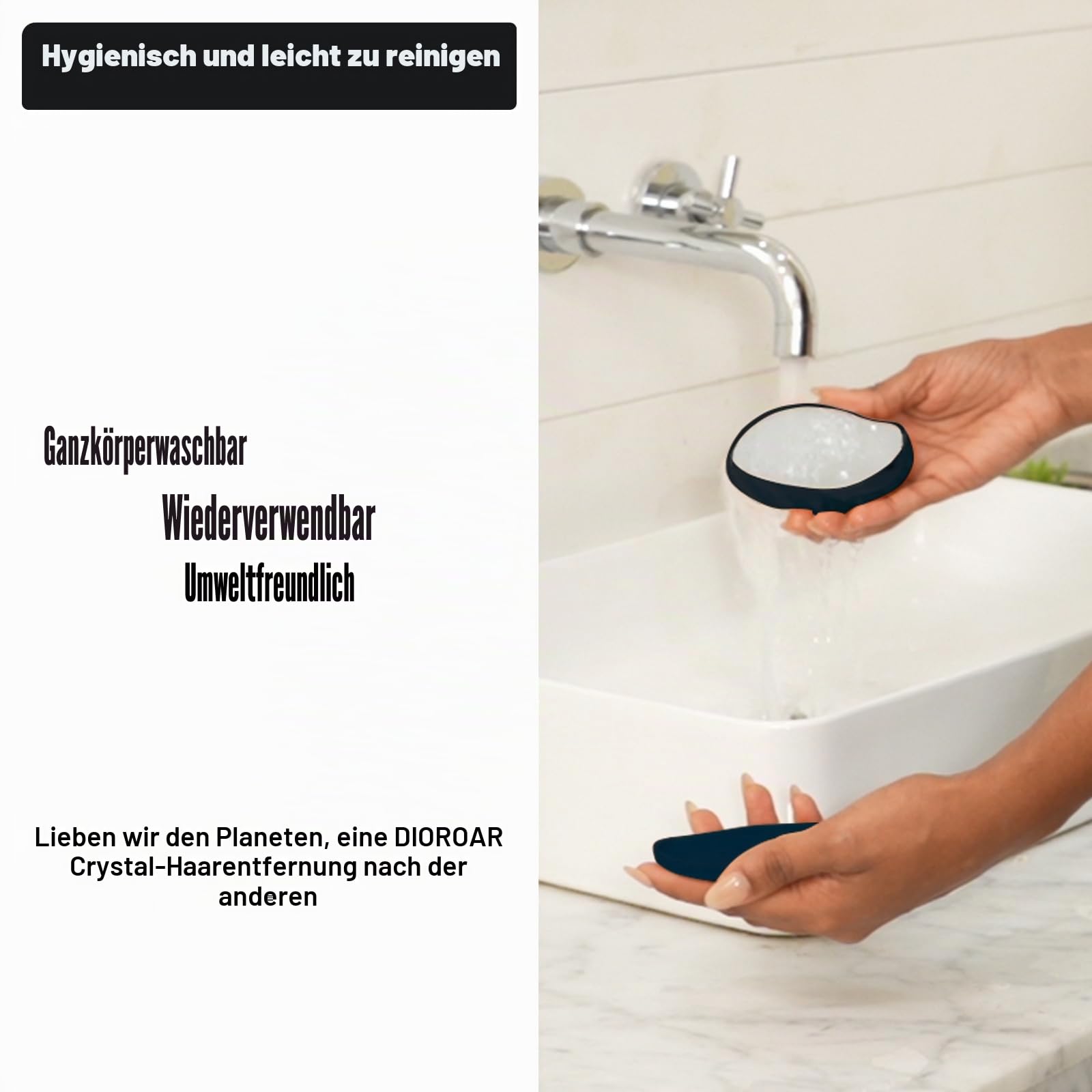 Kristall-Haarradiergummi, Upgrade-Kristall-Haarentferner, physikalisches Nanoglas-Haarentfernungsgerät, schmerzfreier Epilierer und Peeling für schnelle, seidig glatte Haut(Schwarz)