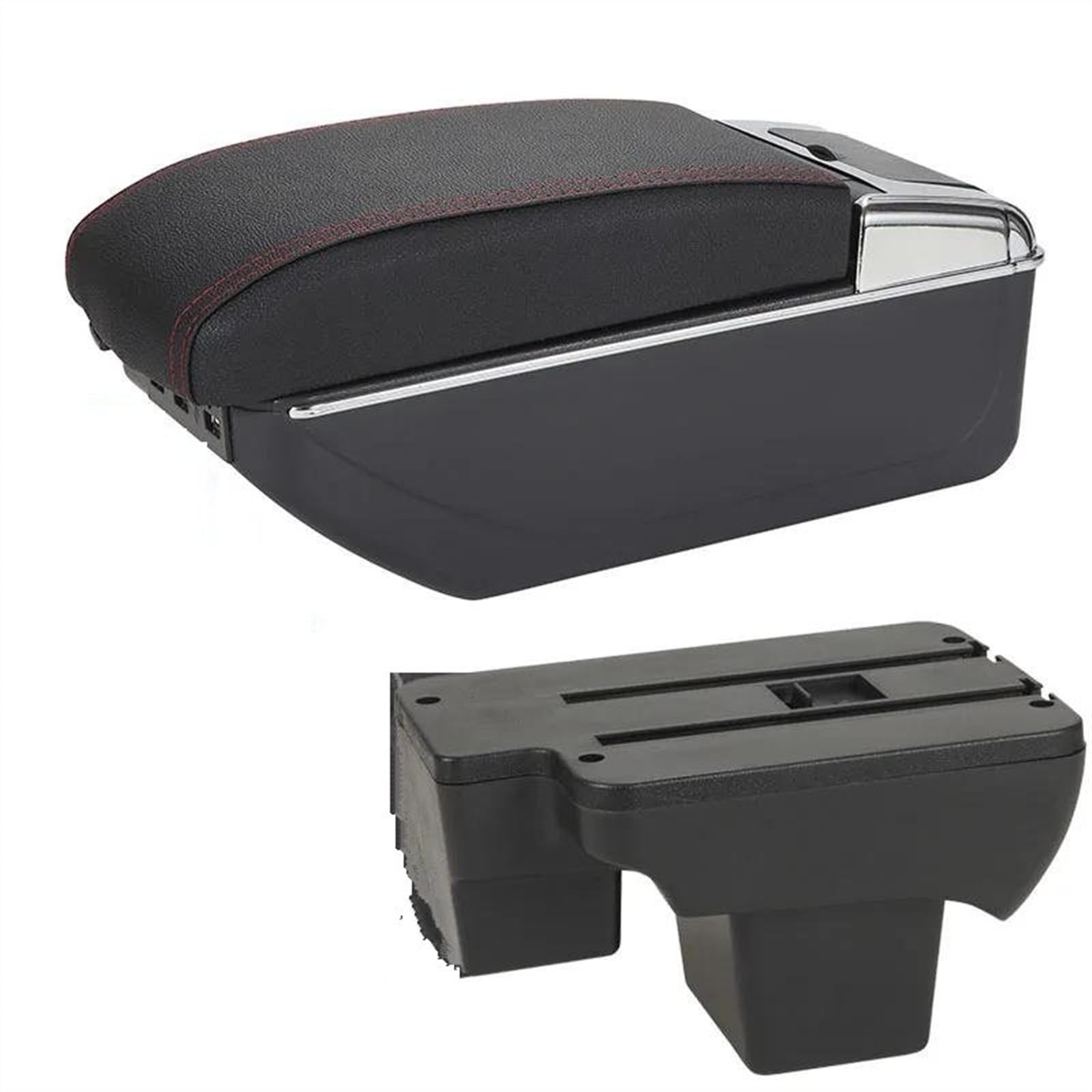 NOHEEU Armrest Box Car Dedicated Retrofit 2020-2024 Storage Parts Accessories For Polo(B1 Black red 7USB)