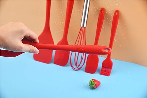 Miniatura 3 de Gullor - Juego de utensilios de cocina de silicona, cuchara de cocina, espátula, batidor, cepillo, raspador, 6 piezas, color negro
