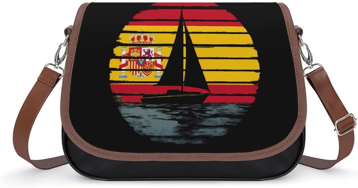 Spanish Flag Sailing Sailboat Ship Shoulder Bags for Women Tote Handbag Clutch Purse Messenger Bag