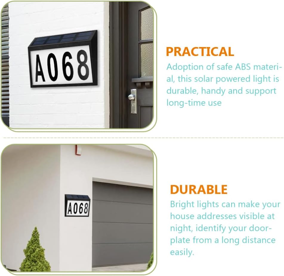 DOITOOL Battery Panel House Number Solar-powered Address Sign Light 1 Set Outdoor Solar Address Sign
