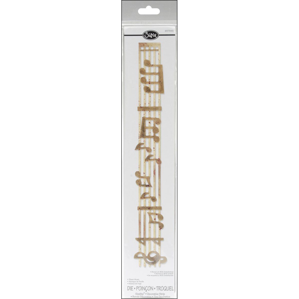 Sizzix 657343 Sizzlits Decorative Strip Die, Sheet Music by Rachael Bright, Gold