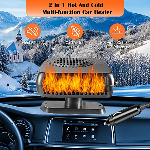 12V 200W Car Heater,2 in 1 Fast Heating & Cooling Function Heater Auto Heating Fan Portable Car Defrost Defogger Plug in Cigarette Lighter (12V)