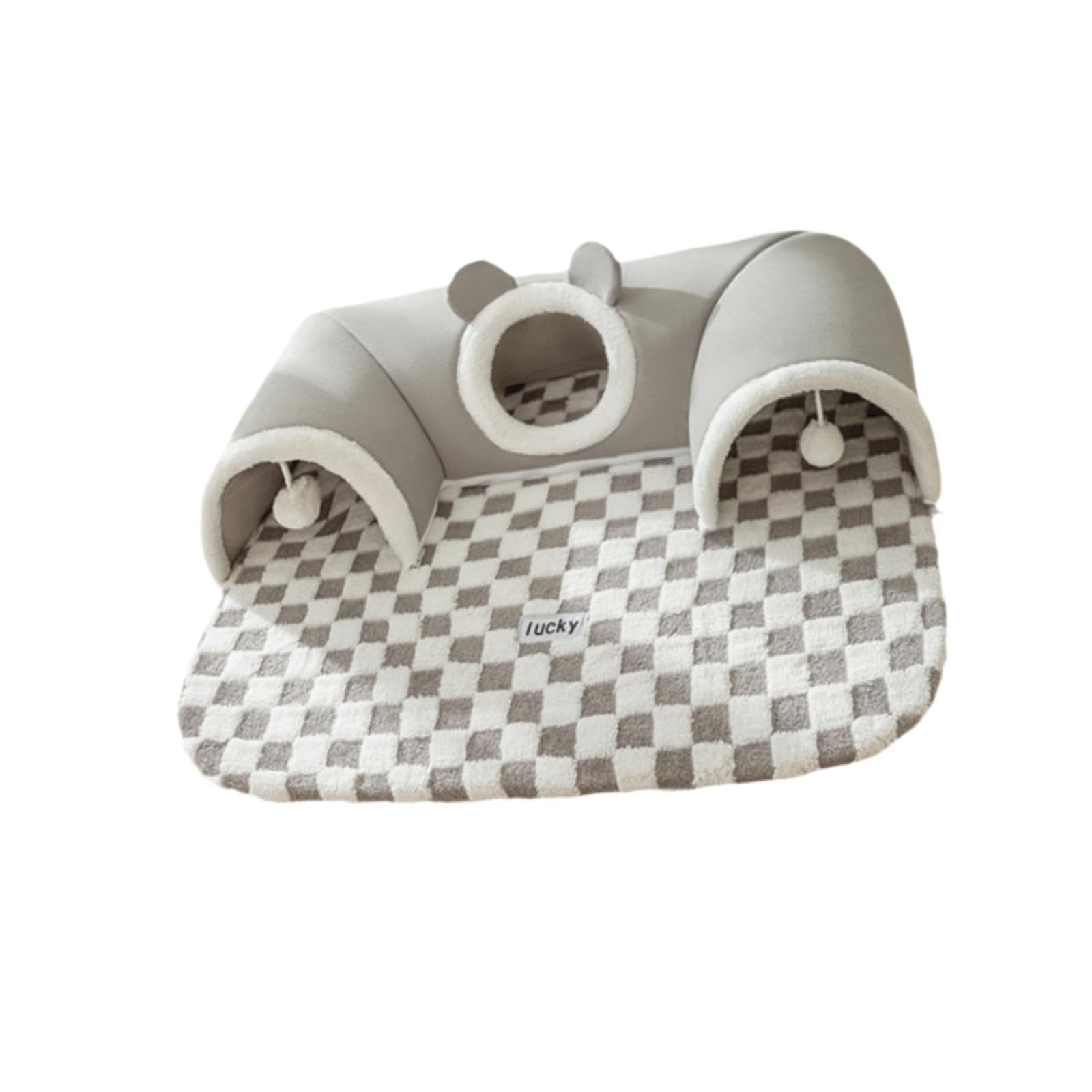 F Fityle Lit Tunnel pour Chat Tube pour Chat avec lit Tunnel Amovible pour Petits Animaux Centre d'activités pour Chat Interactif pour Hamster Chats, Gris L