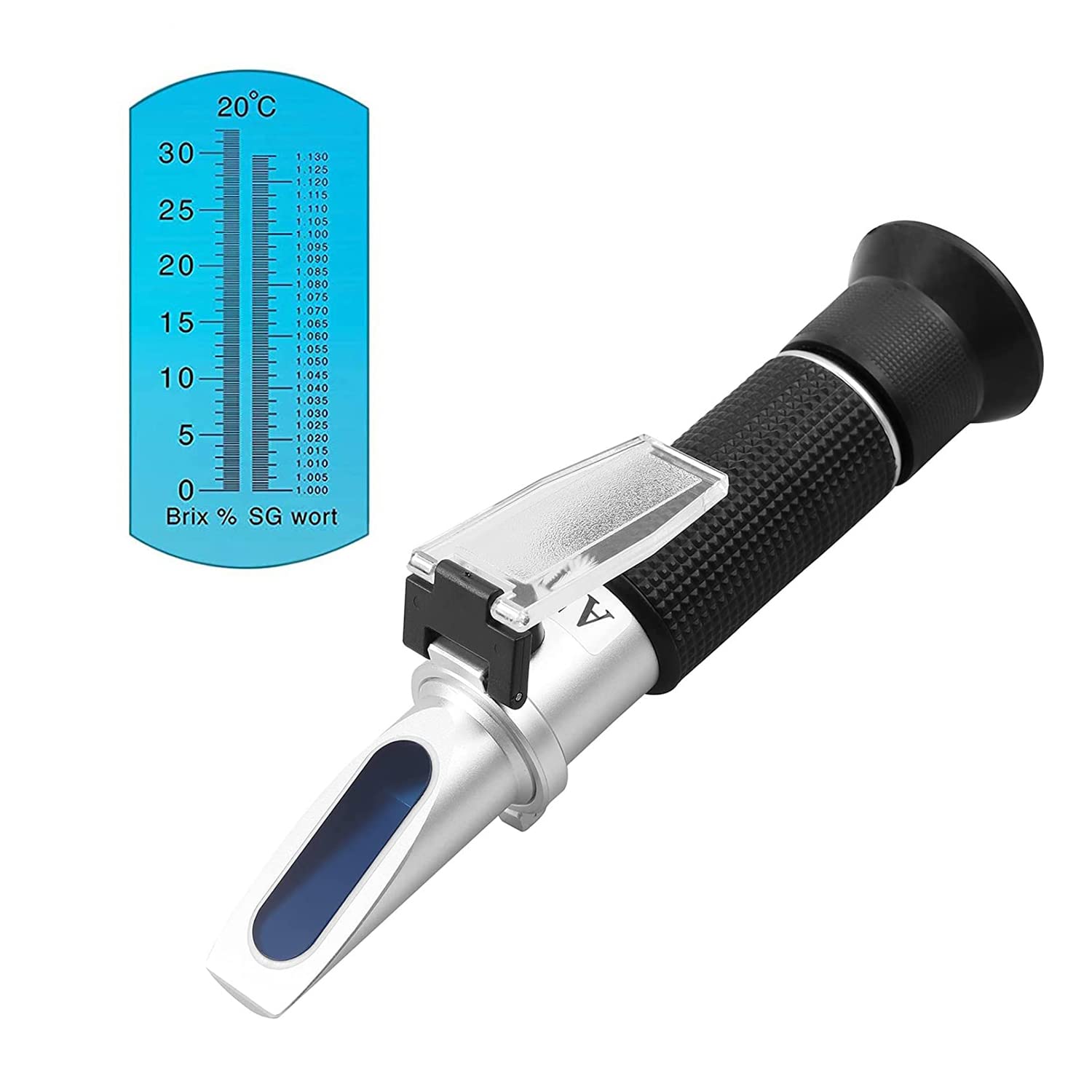 Refractometer Brix Sugar 0-32% Wort SG 1,000-1,130 Wort refractive Index Plato Sugar Content Measuring Device for Word and Beer Brewing with ATC Function