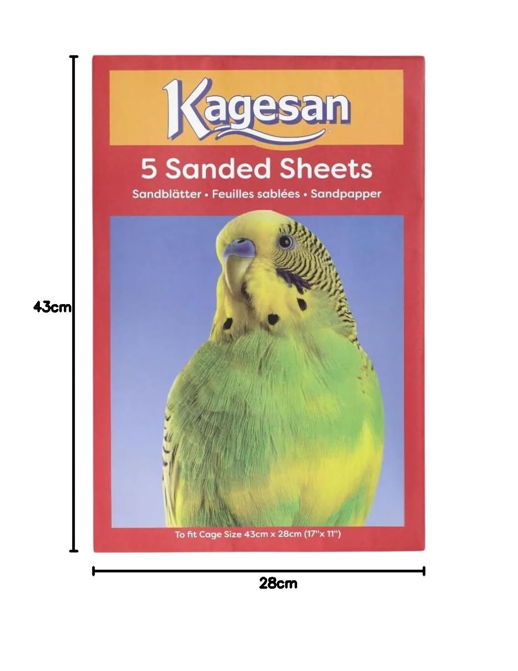 Lot de 3 paquets de 5 feuilles de papier de sable pour cage à oiseaux, 43 x 28 cm