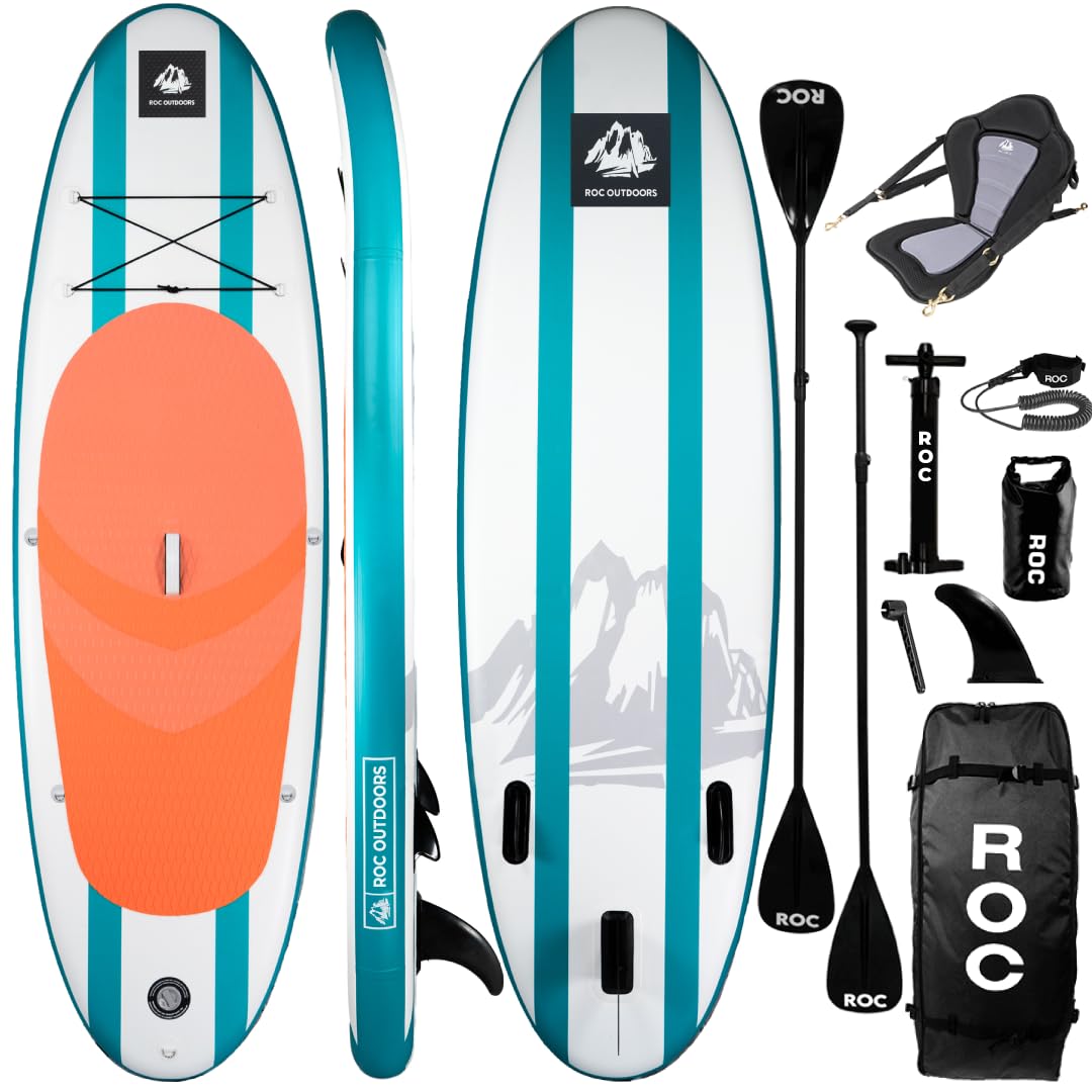Roc Inflatable Stand Up Paddle Board 10' 6" with Premium SUP Paddle Board Accessories, Wide Stable Design, Non-Slip Comfort Deck for Youth & Adults