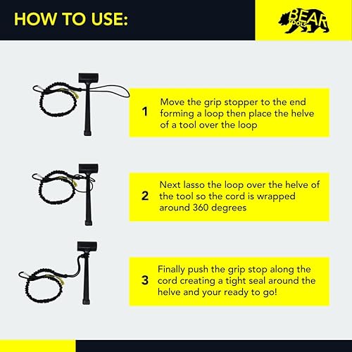 Miniatura 6 de BearTOOLS Cordón para herramientas con mosquetón de resorte estándar y extremo de bucle ajustable, 35.4 in de longitud, límite de peso máximo de