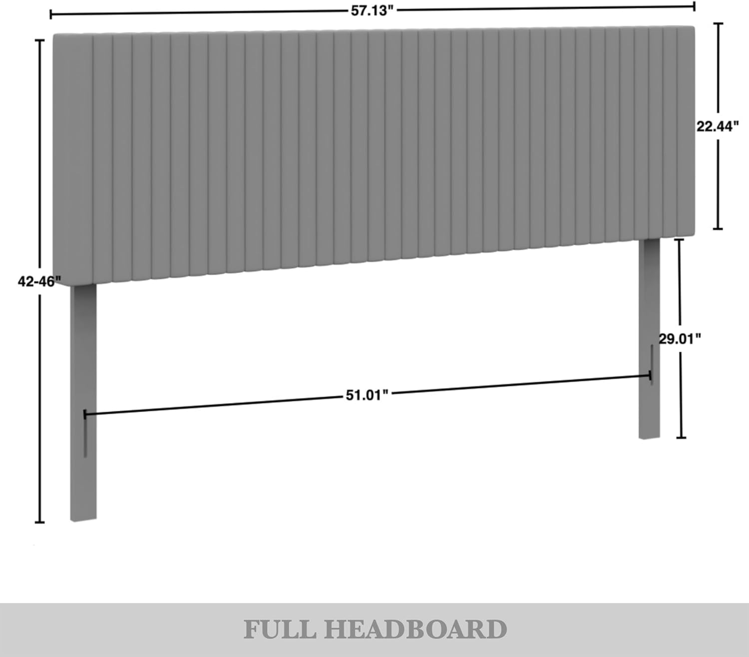 Full Corduroy Velvet Upholstered Adjustable Headboard, White