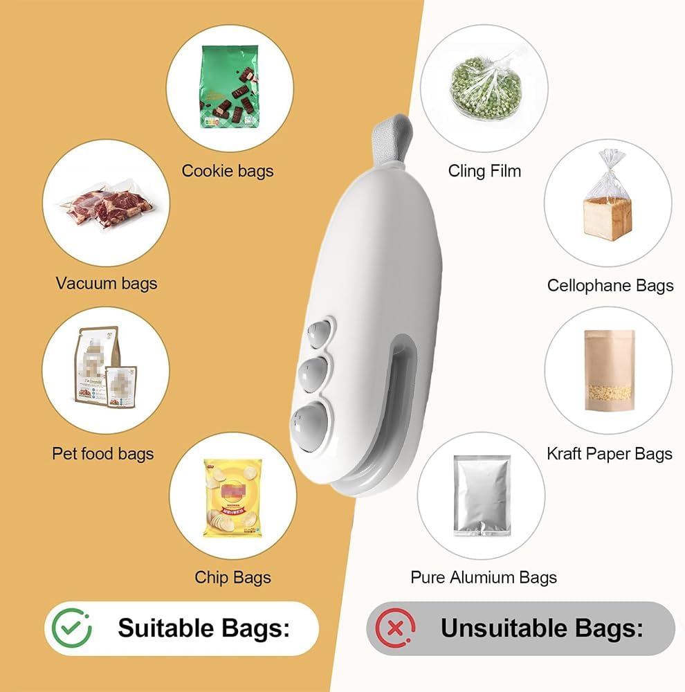 Mini Bag Sealer 2 in 1 Heat Sealer with Cutter and Magnet, White+Blue image 4