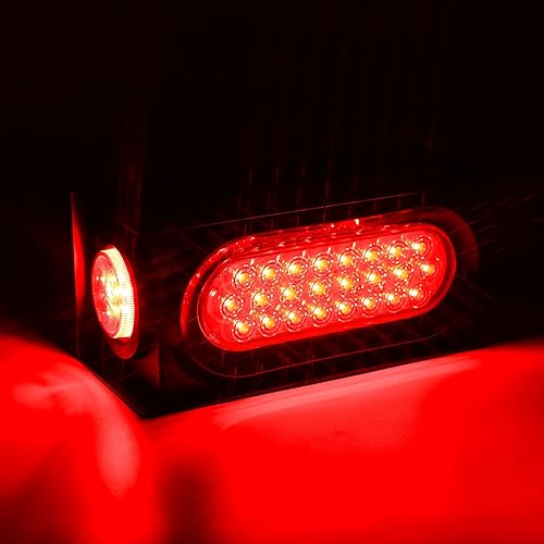 Miniatura 4 de WoneNice Paquete de 2 luces de remolque con luces traseras ovaladas de 6 pulgadas y marcadores laterales, carcasa de acero