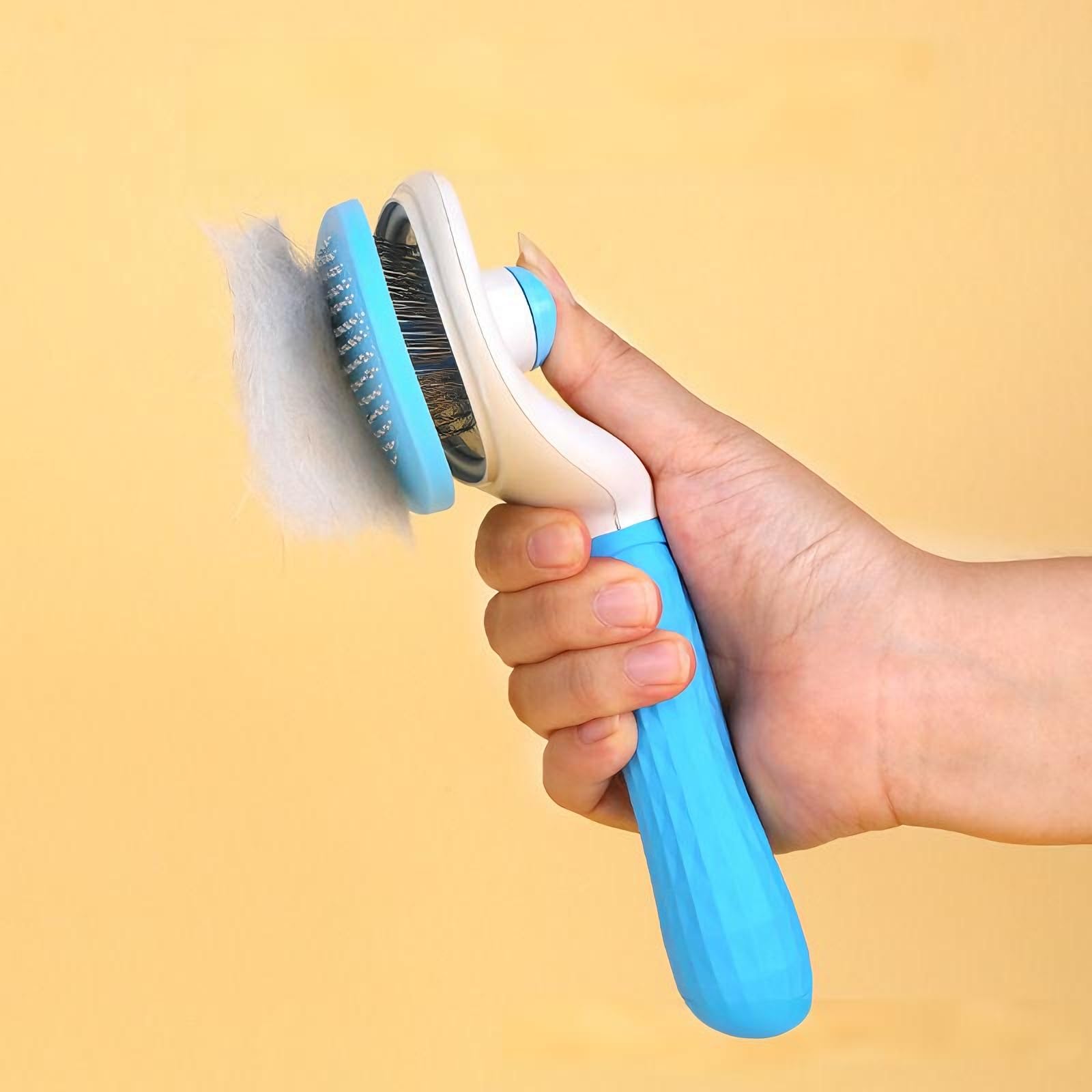 Self Cleaning Slicker Brush, Dog Cat Bunny Pet Grooming Shedding Brush - Easy to Remove Loose Undercoat, Pet Massaging Tool Suitable for Pets with Long or Short Hair