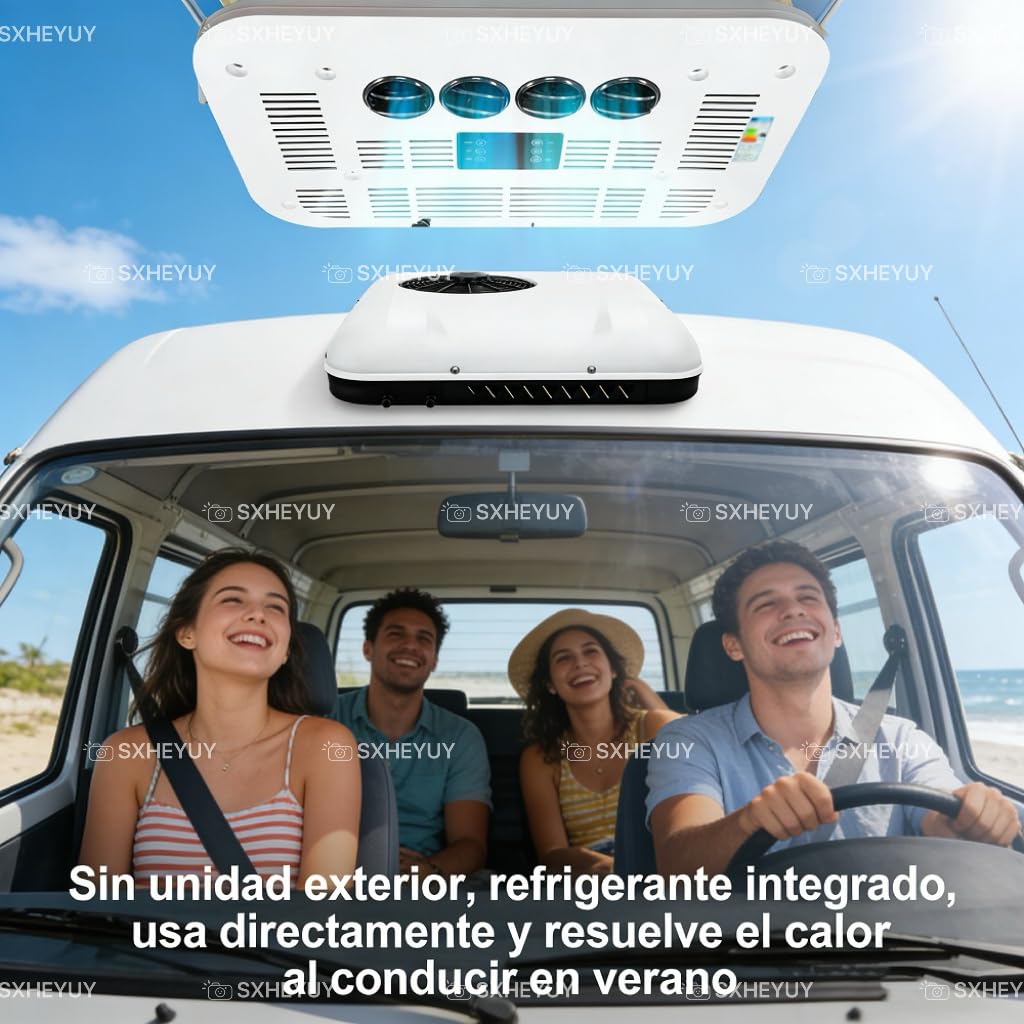 SXHEYUY Aire Acondicionado 12V 24V, Aire Acondicionado Camper Solo Frío O Frío/Calor, Precargado De Refrigerante, para Caravanas, Camiones, Vehículos Agrícolas,12v,Solo frío