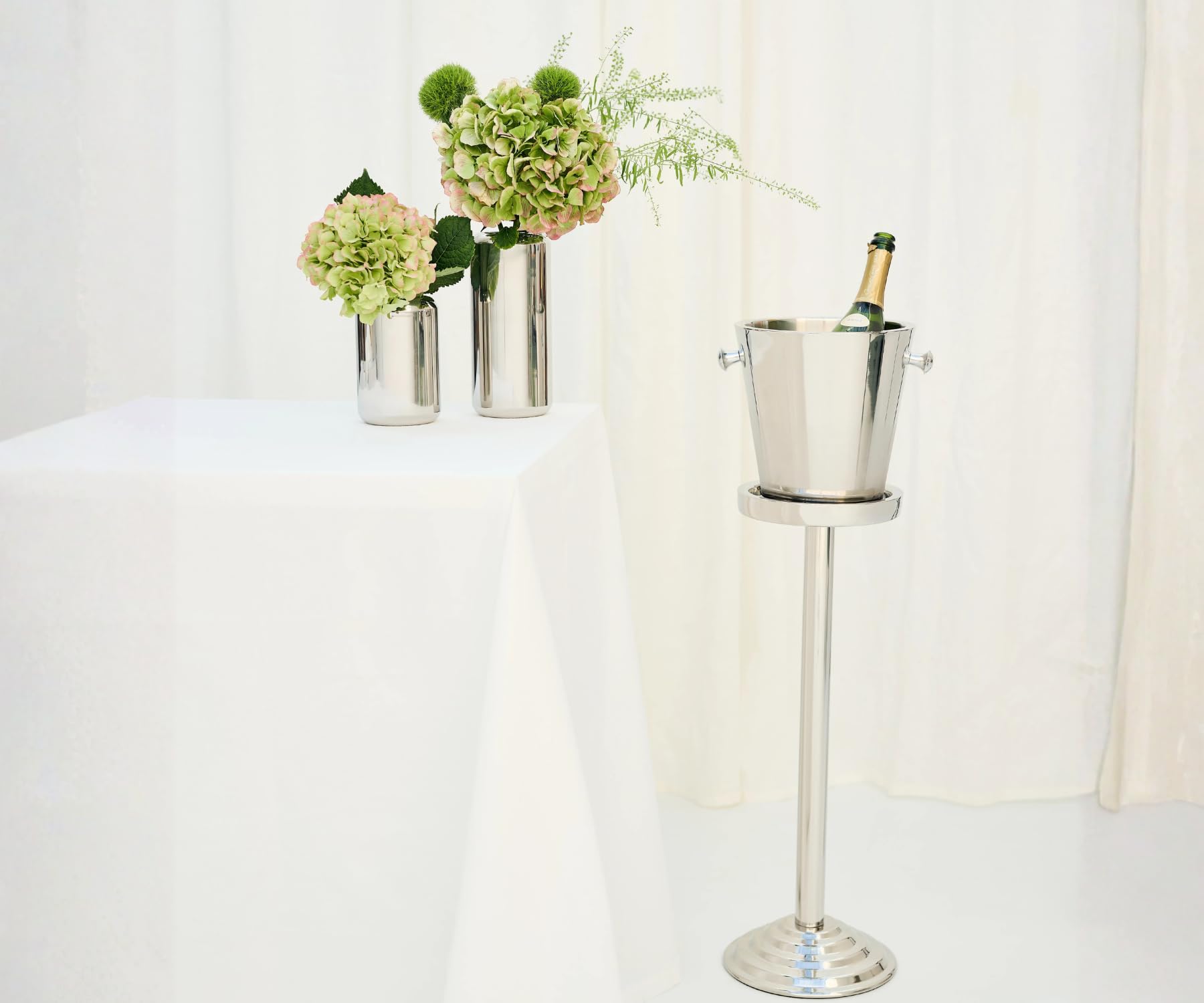 EDZARD Champanera Sevilla (H 23 cm, Ø 22 cm), acero inoxidable pulido espejo, de doble pared, con 2 asas, para 1 botella – enfriador de vino, enfriador de botellas, cubitera