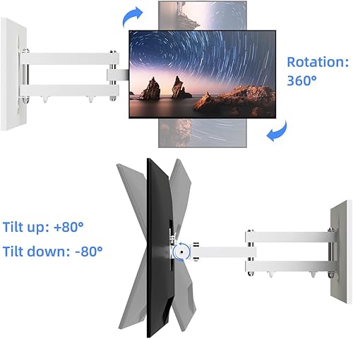 Miniatura 7 de Suptek Soporte de pared para TV de movimiento completo para la mayoría de televisores y monitores de 13 a 30 pulgadas, televisores planos y curvos