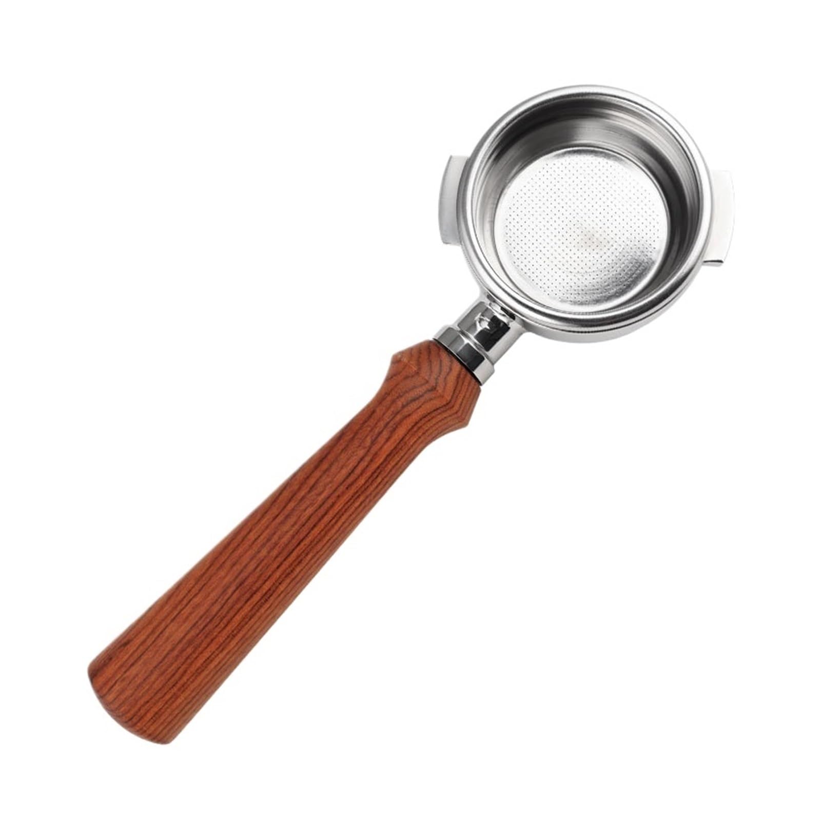 Accesorio De Café Con Mango De Madera, Compatible Con Bezzera, Filtro Sin Fondo For Cafetera De Acero Inoxidable Con Portafiltro De Dos Orejas De 58MM.(Walnut)
