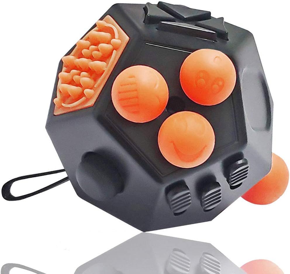 UOOEFUN Kids Fidget Toys,Prime Fidget Toys,Dodecagon Cube Toy Relief Stress and Anxiety Depression Anti for Children and Adult with Autism,ADD, ADHD & OCD (Black / A1)