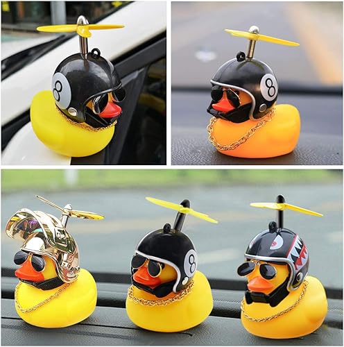 Miniatura 6 de wonuu Decoraciones de tablero de instrumentos de automóvil, paquete de 3 patos de goma para accesorios de automóvil, pato de goma con casco de