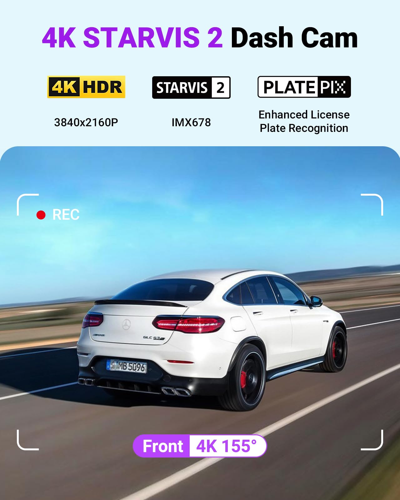 VANTRUE S1 Pro Max kamera samochodowa 4K z przodu, kamera samochodowa z trybem parkowania, sterowanie głosem/aplikacją, WiFi 5 GHz, STARVIS 2, HDR, PlatePix, noktowizor, ADAS/BSD, GPS, opcjonalnie LTE