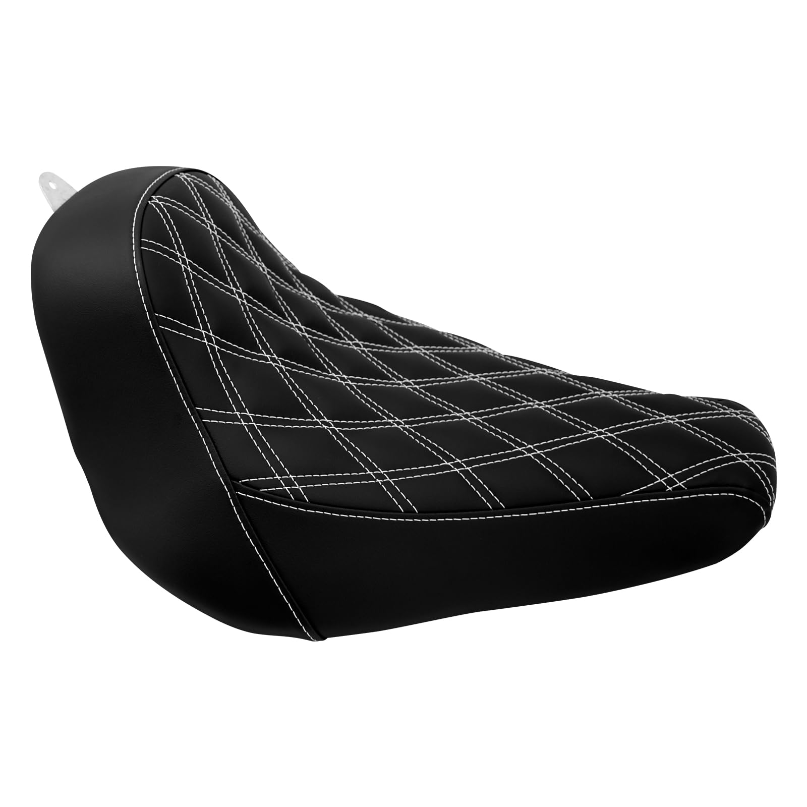 Coussin de siège de Moto Solo en Cuir Diamant Compatible avec Harley Breakout Fatboy 2018-2023 (Filetage Blanc)