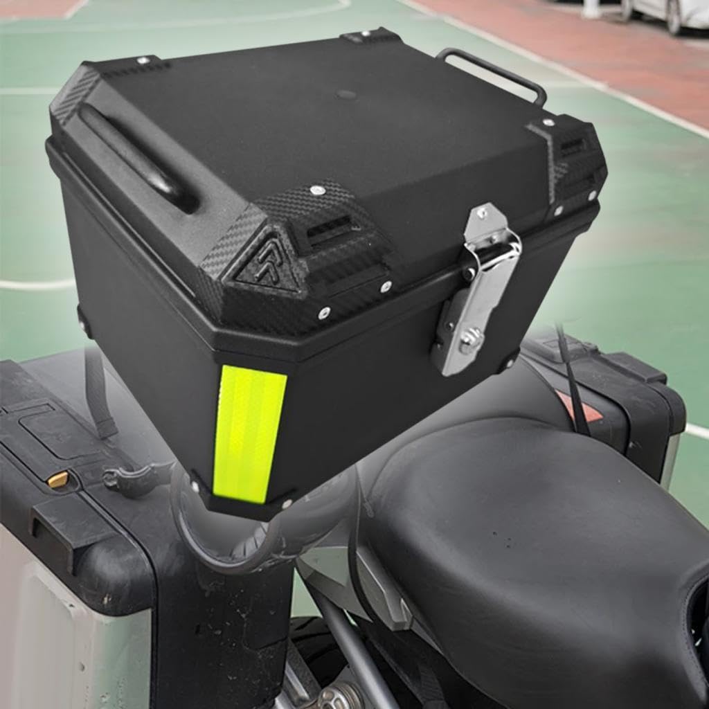 Baúl para motocicleta, fácil de instalar, gran capacidad, resistente al agua, ideal para aventuras en moto. Ofrece suficiente espacio para guardar diversos artículos, Negro 45L