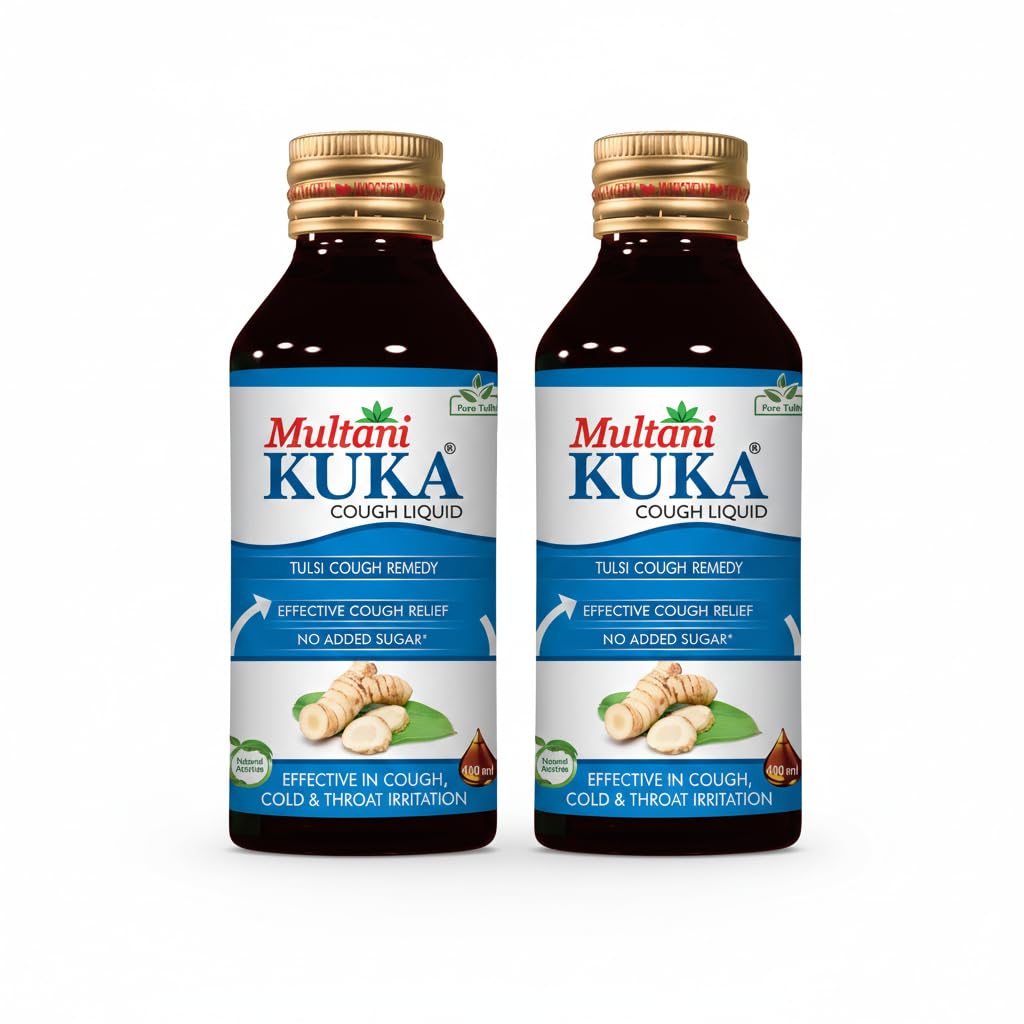 Multani Kuka Cough Liquid Sugar Free (No Sugar Added) Pack of 2 (100ml each) | Get Ayurvedic Relief from Throat Issue, All Types Of cough & Cold | Goodness Of Tulsi, Pippali, Satpudina-picture-34