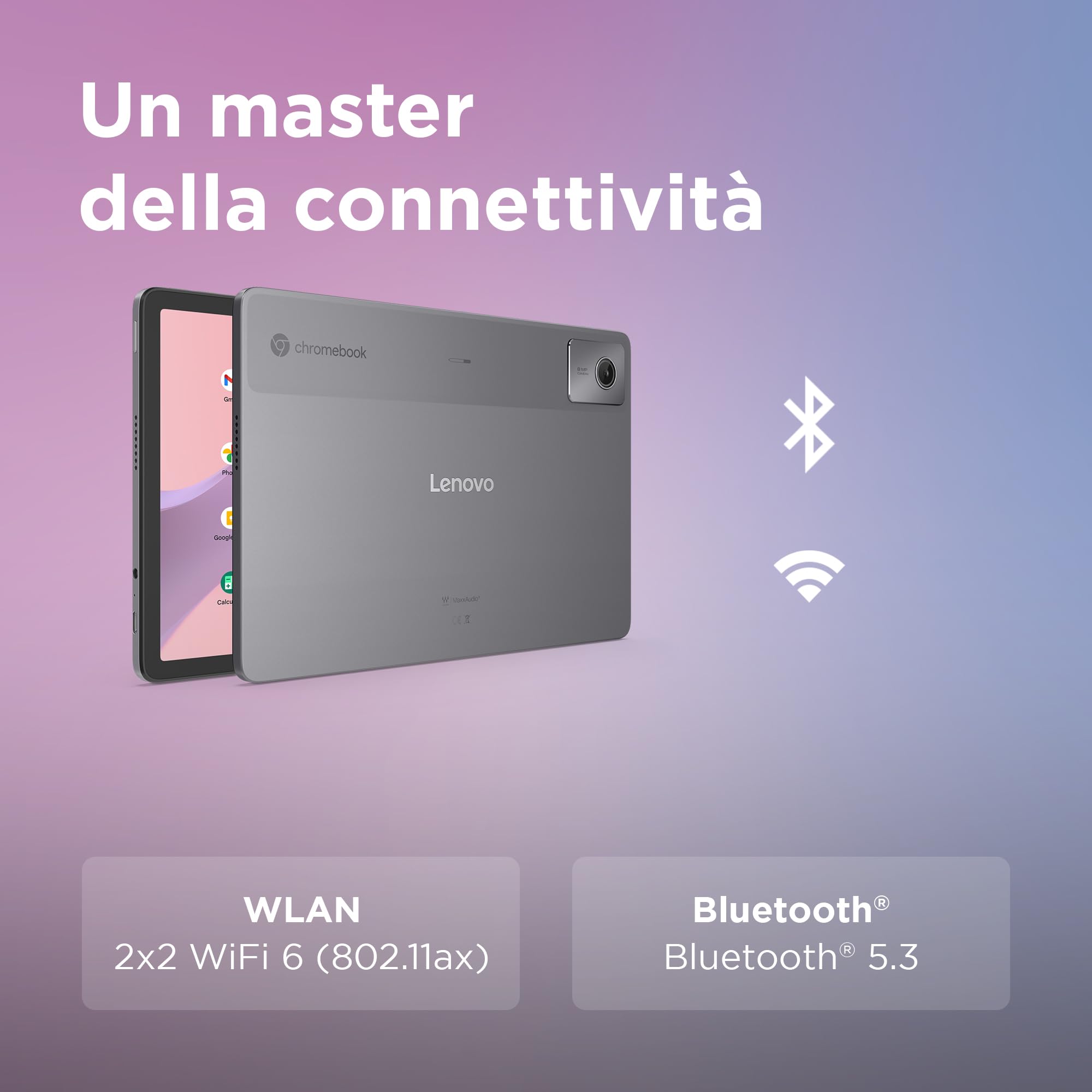 Lenovo Duet Chromebook 11" FHD+ MediaTek Kompanio 838 8GB RAM 128GB Touch Chrome OS Folio Stand Tastiera Luna Grey